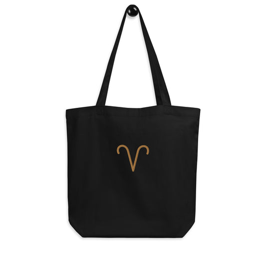 Aries - Small Open Tote Bag - Gold Thread
