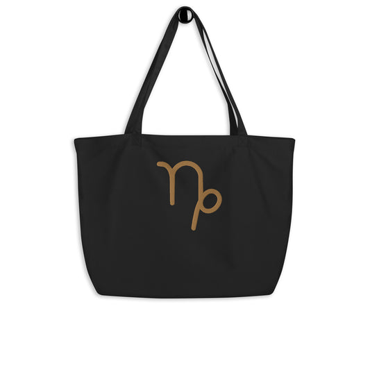 Capricorn - Large Open Tote Bag - Gold Thread
