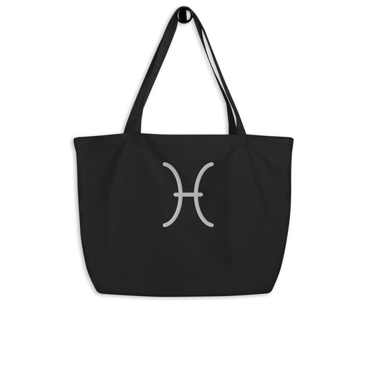 Pisces - Large Open Tote Bag - White Thread