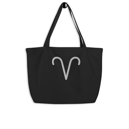Aries - Large Open Tote Bag - White Thread