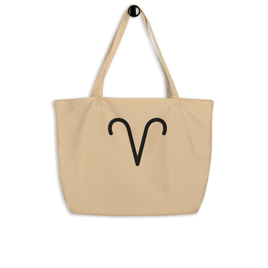 Aries - Large Open Tote Bag - Black Thread